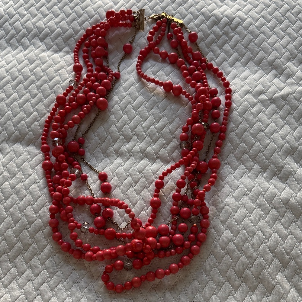 Coral Multi-Strand Beaded Necklace - Women Jewelry
